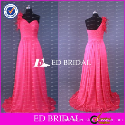 CE600 Cheap China Factory One-shoulder Red Chiffon Summer Wedding Guest Dresses